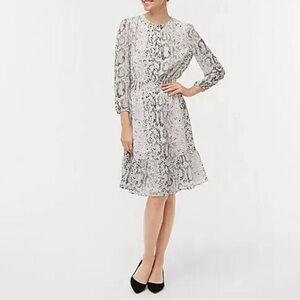 J. Crew Snakeskin Print Smocked Tiered Dress SZ S